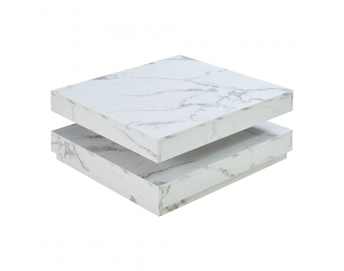 Холна маса Florence 76x76x38 см мраморна визия, бяла []