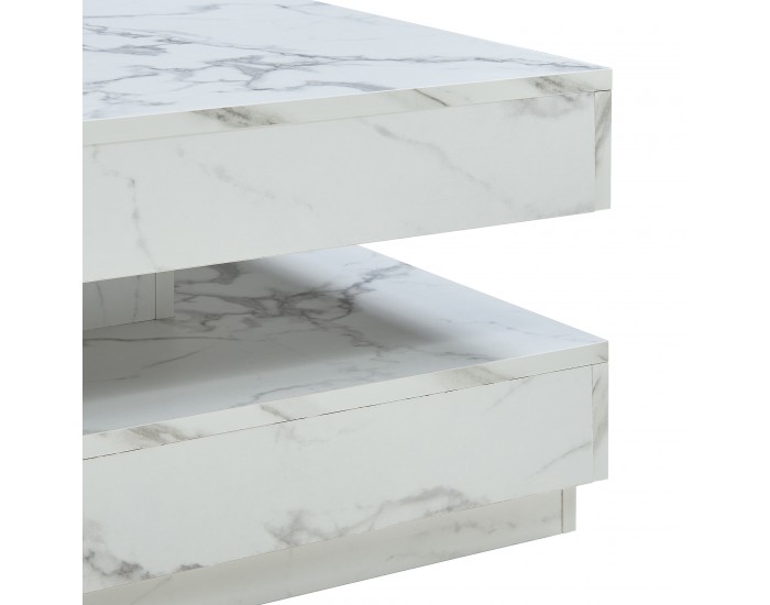 Холна маса Florence 76x76x38 см мраморна визия, бяла []