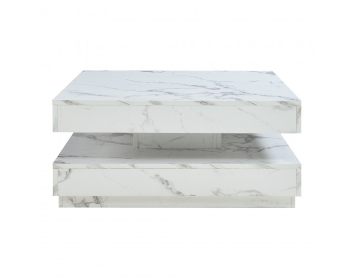 Холна маса Florence 76x76x38 см мраморна визия, бяла []
