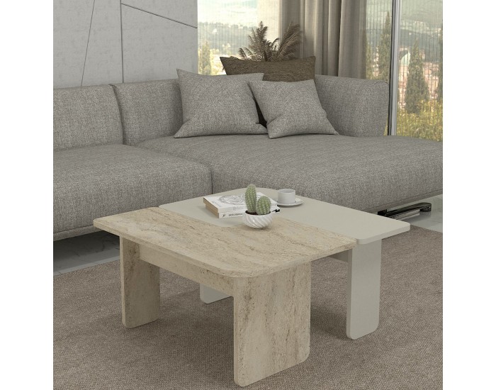 Маса за кафе Boneksbelt от 2 части в пясъчник и травертин []