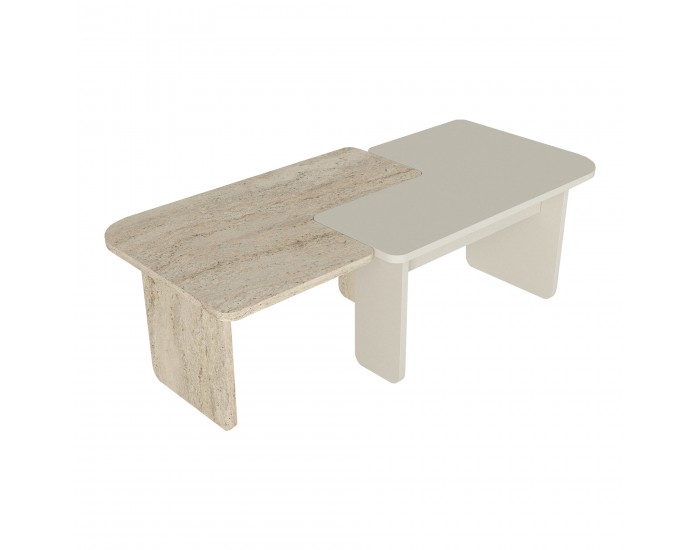 Маса за кафе Boneksbelt от 2 части в пясъчник и травертин []