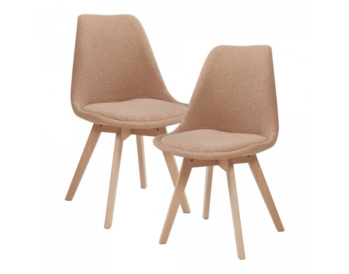 Трапезен стол Fläten комплект от 2 Bouclé Taupe []