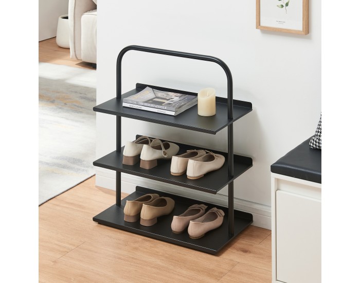 Поставка за обувки Poytya стомана 73x60x32 см черен []