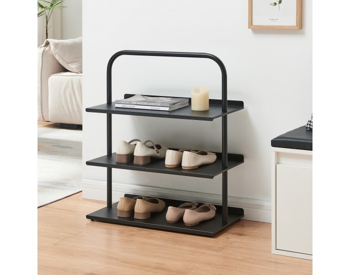 Поставка за обувки Poytya стомана 73x60x32 см черен []