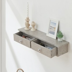 Стенен рафт Geeste 60x15x10 см с 2 чекмеджета визия на бетон, светъл [] - Sonata G