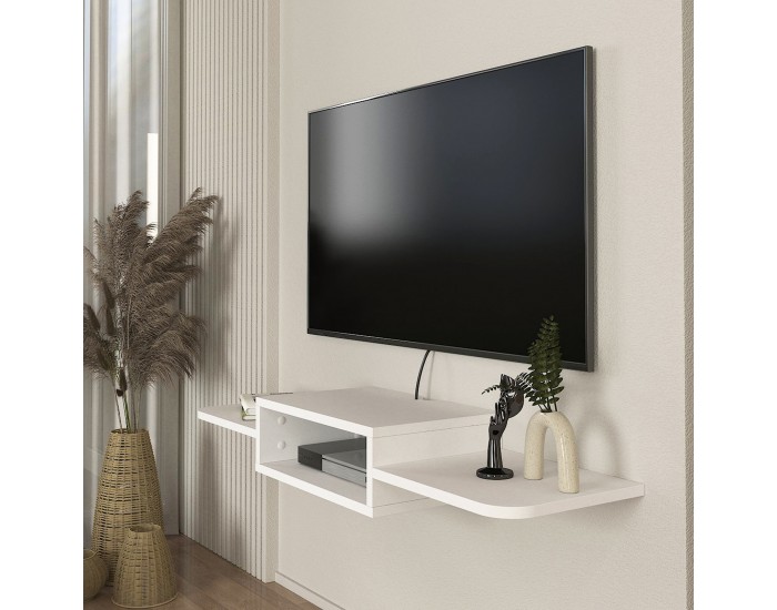 Висяща ниска табла за телевизор Tar 115x30x16 см Бяла []