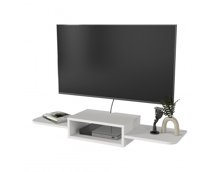 Висяща ниска табла за телевизор Tar 115x30x16 см Бяла []