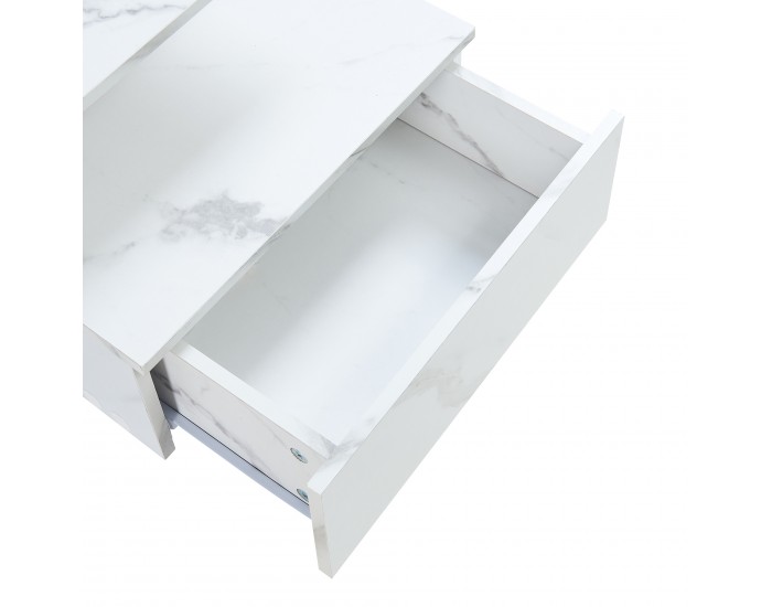 Висящо нощно шкафче Amberg с чекмедже, мраморна визия, бяло []