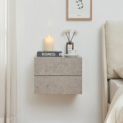 Висящо нощно шкафче Ampfing с 2 чекмеджета, вид бетон, светло [] - Нощни шкафчета