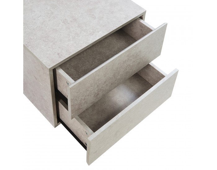 Висящо нощно шкафче Ampfing с 2 чекмеджета, вид бетон, светло []