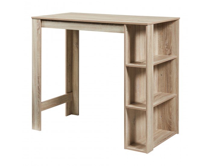 Бар маса Danderyd 120x60x106 см с 3 отделения за съхранение вид дъб []