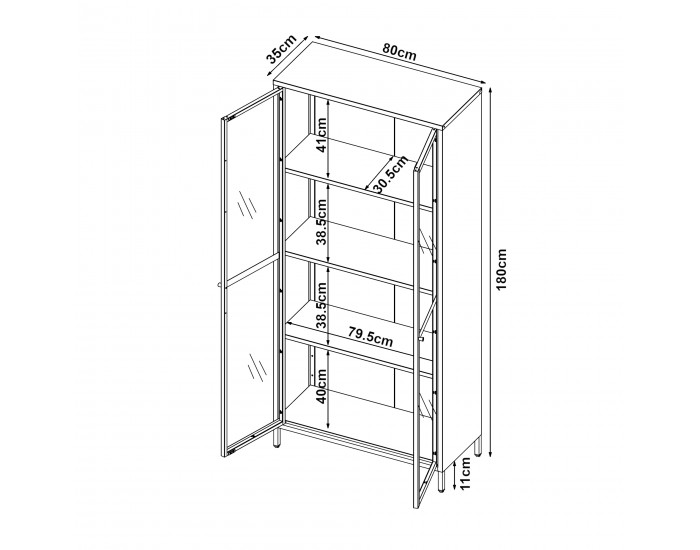 Витрина Säkylä стомана 180x80x35 см тъмносин []