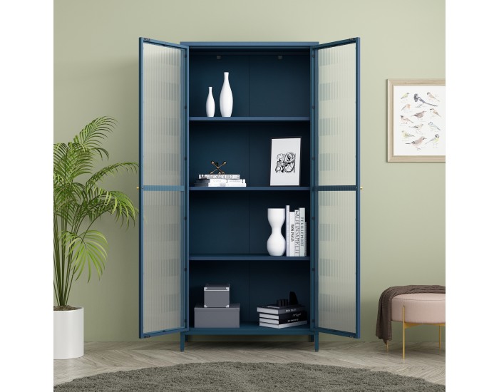 Витрина Säkylä стомана 180x80x35 см тъмносин []