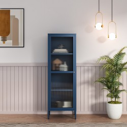 Витрина Säkylä стомана 150x50x35 см тъмносин [] - Шкафове, Витрини, Модулни секции