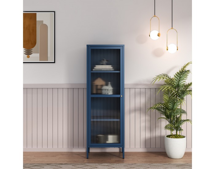 Витрина Säkylä стомана 150x50x35 см тъмносин []