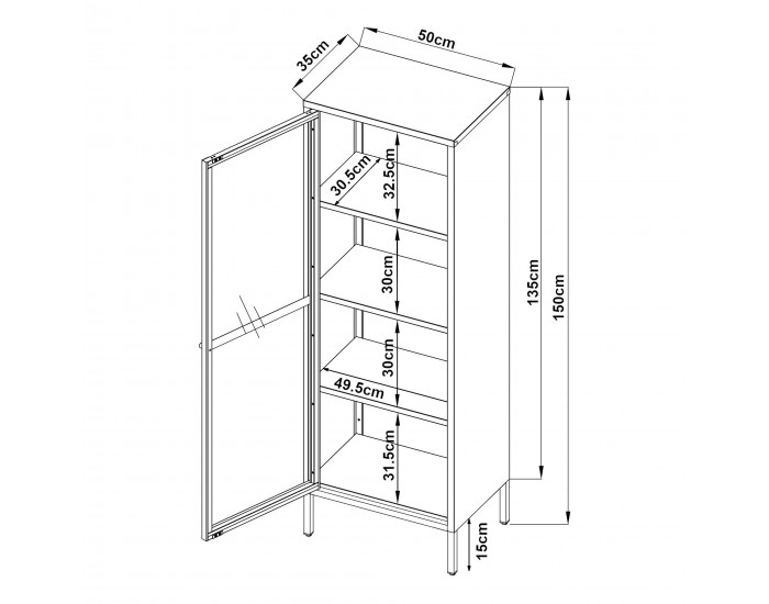 Витрина Säkylä стомана 150x50x35 см тъмносин []