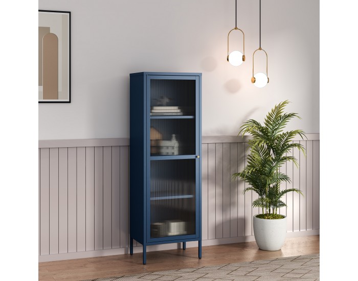 Витрина Säkylä стомана 150x50x35 см тъмносин []