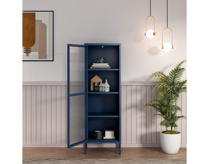 Витрина Säkylä стомана 150x50x35 см тъмносин []