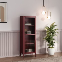 Витрина Säkylä стомана 150x50x35 см Бордо червено [] - Шкафове, Витрини, Модулни секции