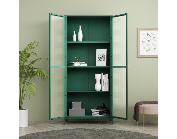 Витрина Säkylä стомана 180x80x35 см зелена ела []