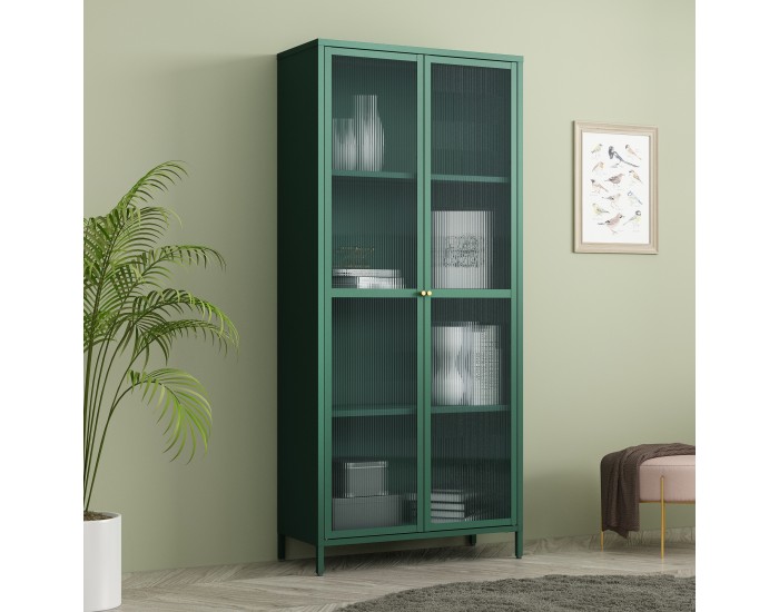 Витрина Säkylä стомана 180x80x35 см зелена ела []