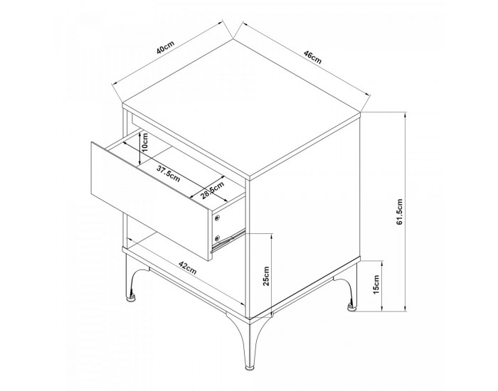 Помощна маса Kistiandi 62x46x40 cm вид дъб, светъл []