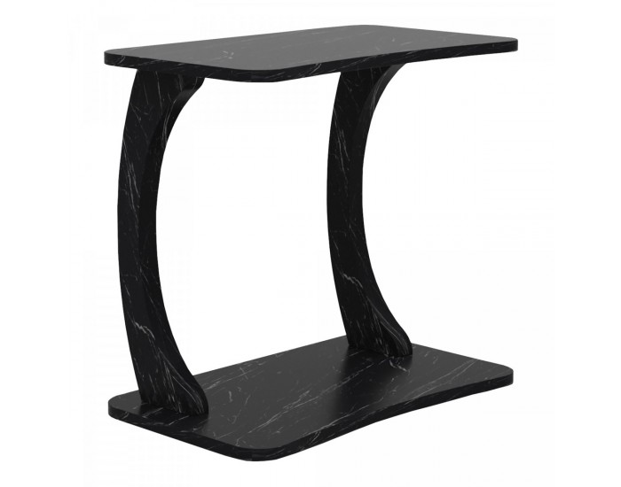 Помощна маса Stattela С-образна 59x35x56 см мраморна визия, черна []