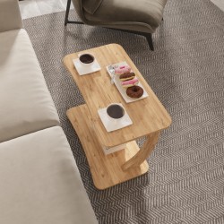 Помощна маса Stattela C-образна 59x35x56 cm вид дърво [] - Холни маси