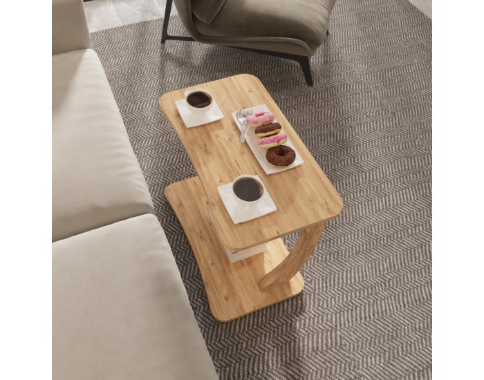 Помощна маса Stattela C-образна 59x35x56 cm вид дърво []