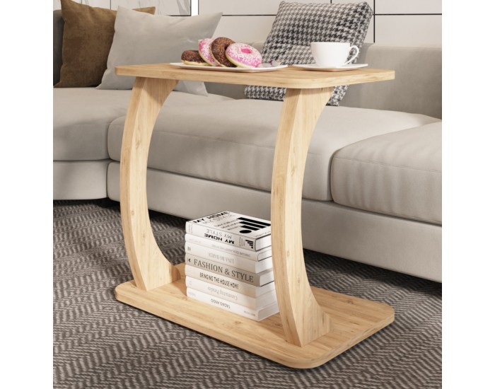 Помощна маса Stattela C-образна 59x35x56 cm вид дърво []
