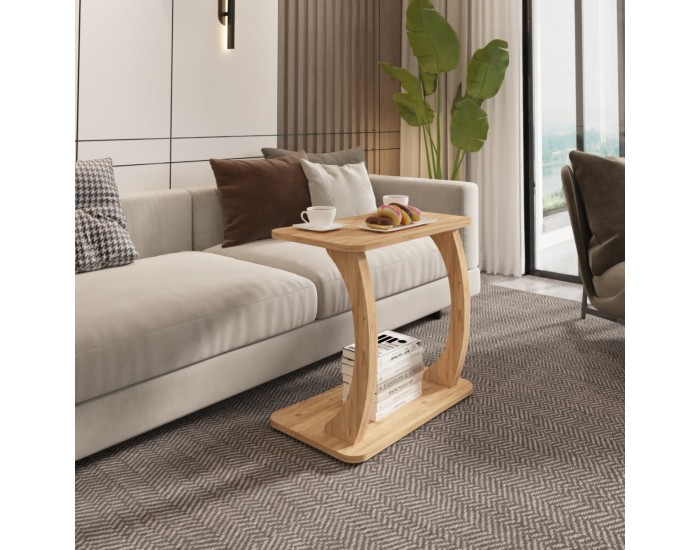 Помощна маса Stattela C-образна 59x35x56 cm вид дърво []