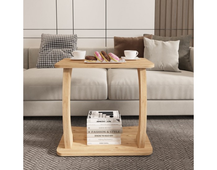 Помощна маса Stattela C-образна 59x35x56 cm вид дърво []