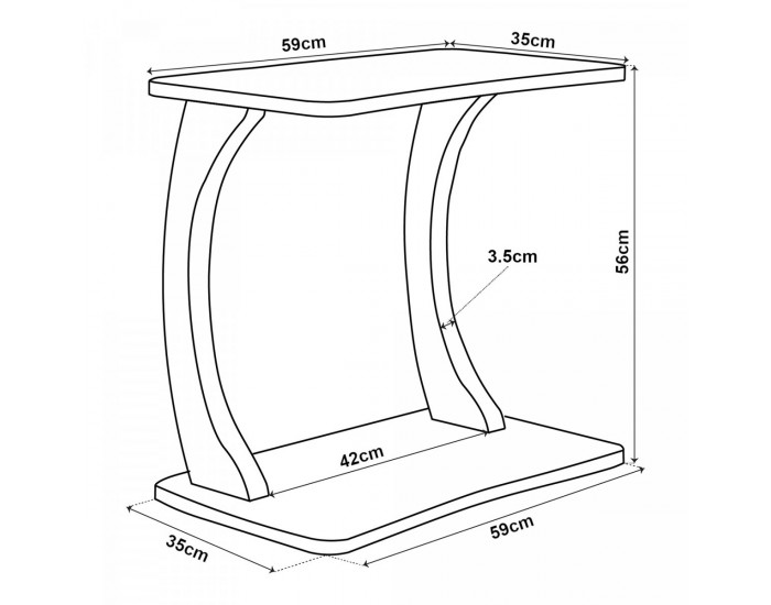 Помощна маса Stattela C-образна 59x35x56 cm вид дърво []