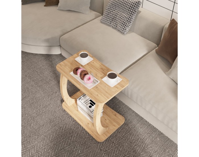 Помощна маса Stattela C-образна 59x35x56 cm вид дърво []