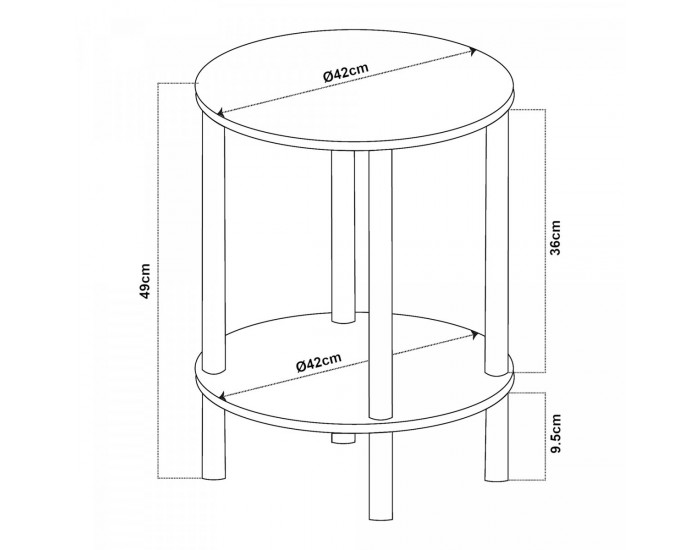 Помощна маса Ves 49xØ42 см мраморна визия, черна []