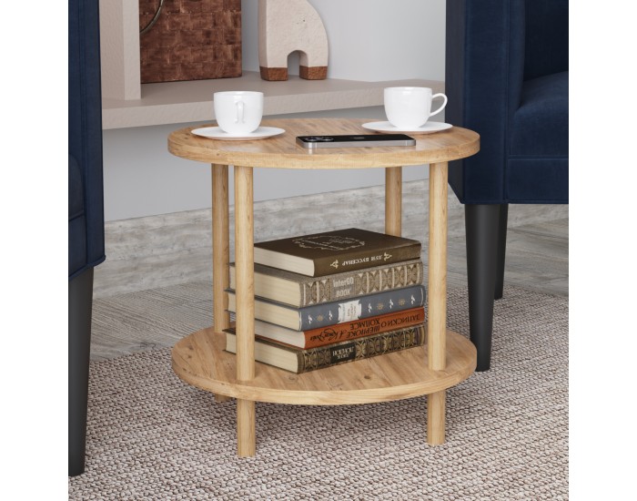 Помощна маса Ves 49xØ42 cm вид дърво []