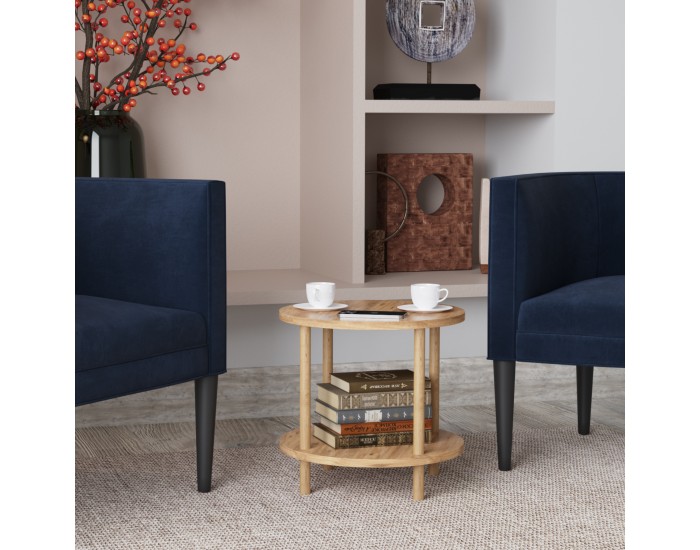 Помощна маса Ves 49xØ42 cm вид дърво []