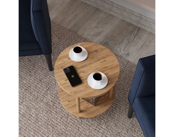 Помощна маса Ves 49xØ42 cm вид дърво []