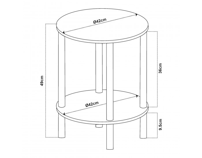 Помощна маса Ves 49xØ42 cm вид дърво []