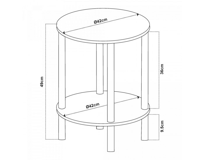 Помощна маса Ves 49xØ42 cm Бяла []