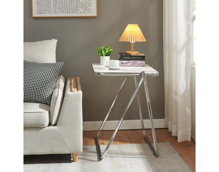 Сгъваема странична маса Alerhavn 70x49x68 см бяла []