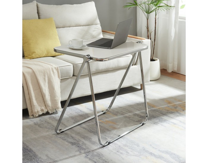 Сгъваема странична маса Alerhavn 70x49x68 см бяла []