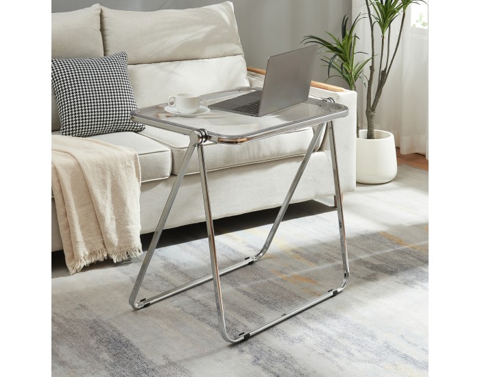 Сгъваема странична маса Alerhavn 70x49x68 cm Прозрачен []