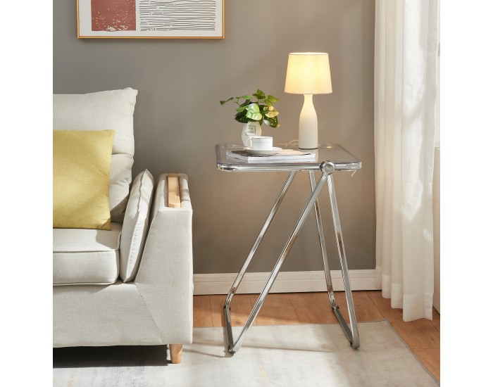 Сгъваема странична маса Alerhavn 70x49x68 cm Прозрачен []