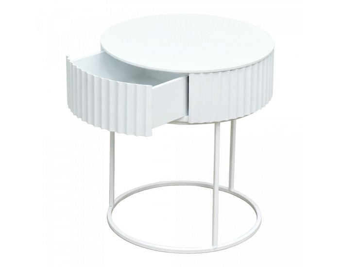 Помощна маса Rill с чекмедже 46xØ40 см Бяла []