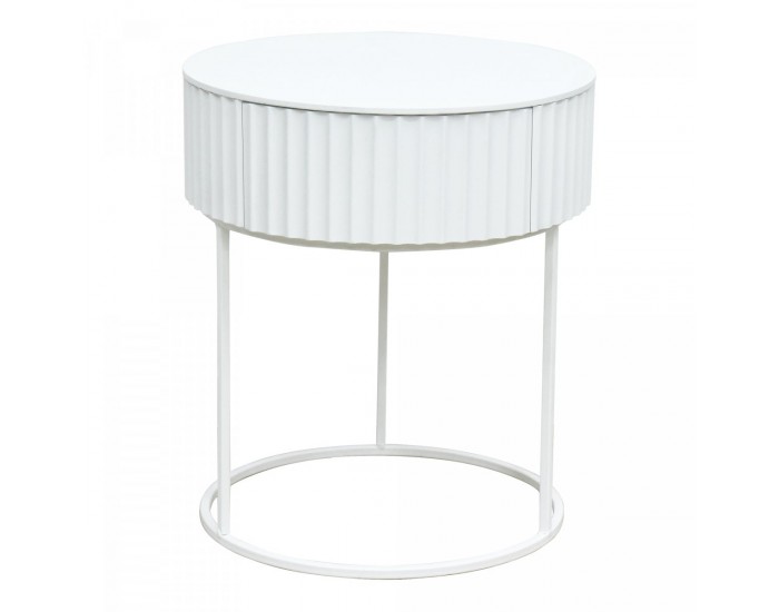 Помощна маса Rill с чекмедже 46xØ40 см Бяла []