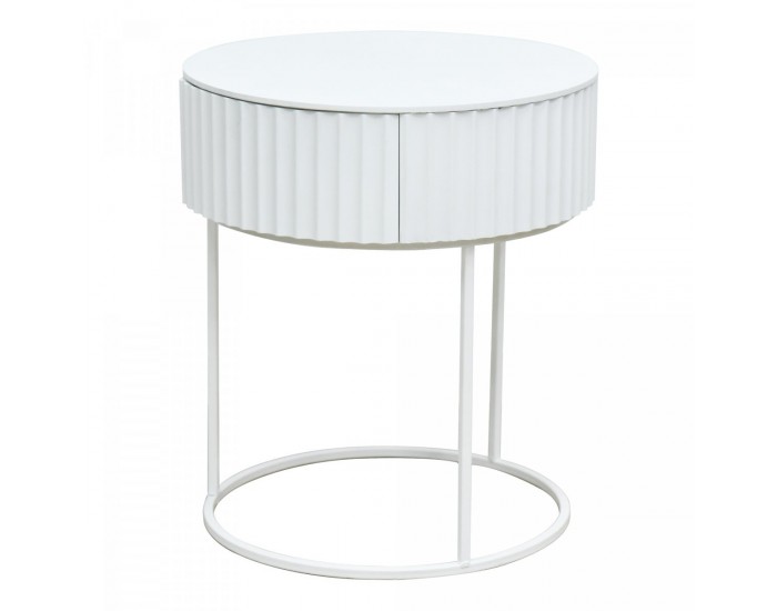 Помощна маса Rill с чекмедже 46xØ40 см Бяла []