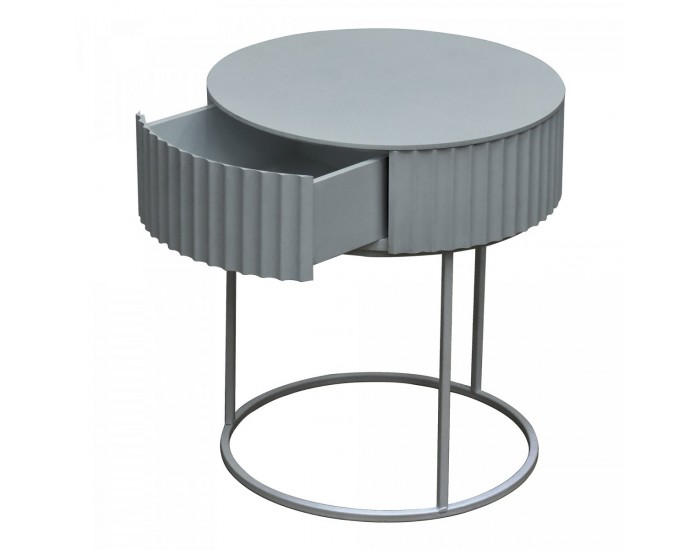 Помощна маса Rill с чекмедже 46xØ40 см сива []