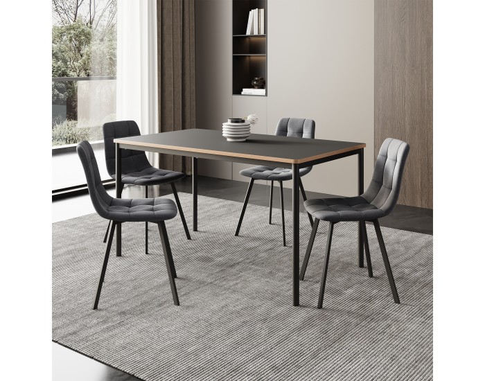 Трапезен комплект Lindesberg от 5 части, тъмносив []