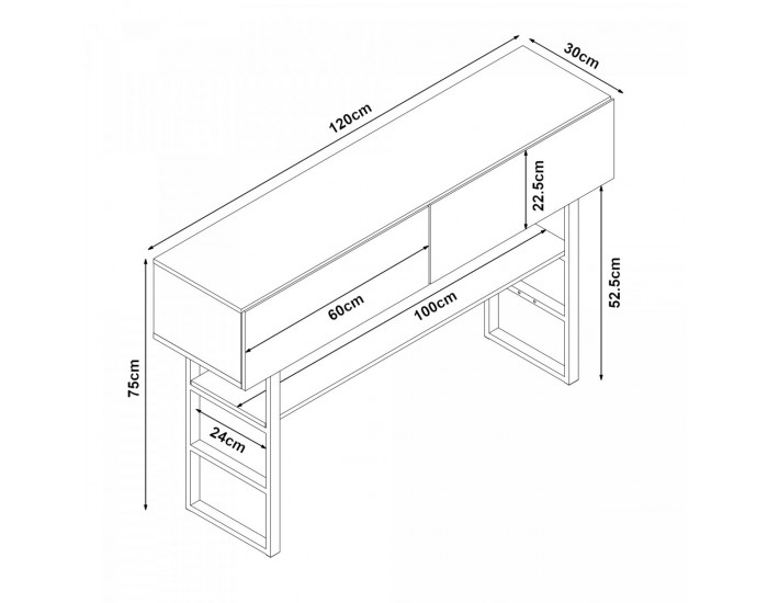 Конзолна маса Varberg 75x120x30 см мраморна визия, бяла []